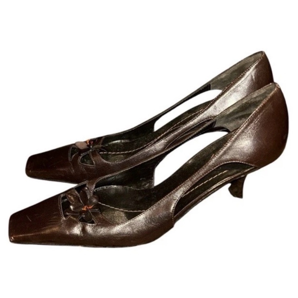Kate Spade New York Brown Leather Square Toe Vintage Pump